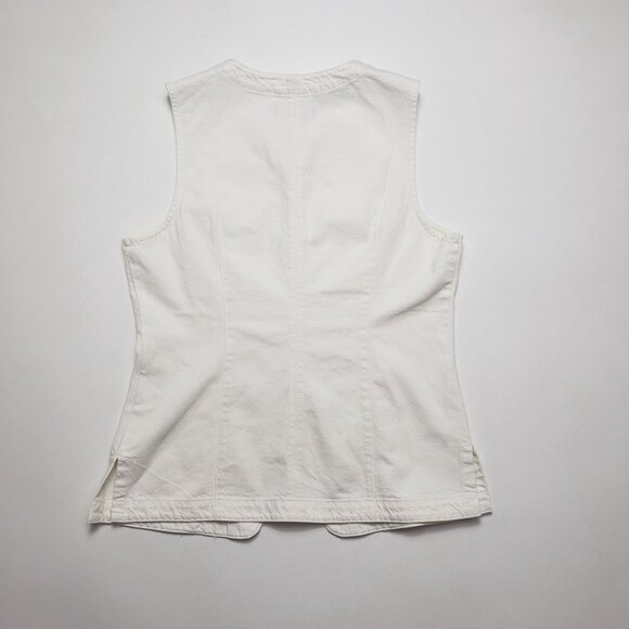 Madewell Denim High Crewneck Vest Women's Size 12 Tile White Utility Pockets NWT - Picture 6 of 16